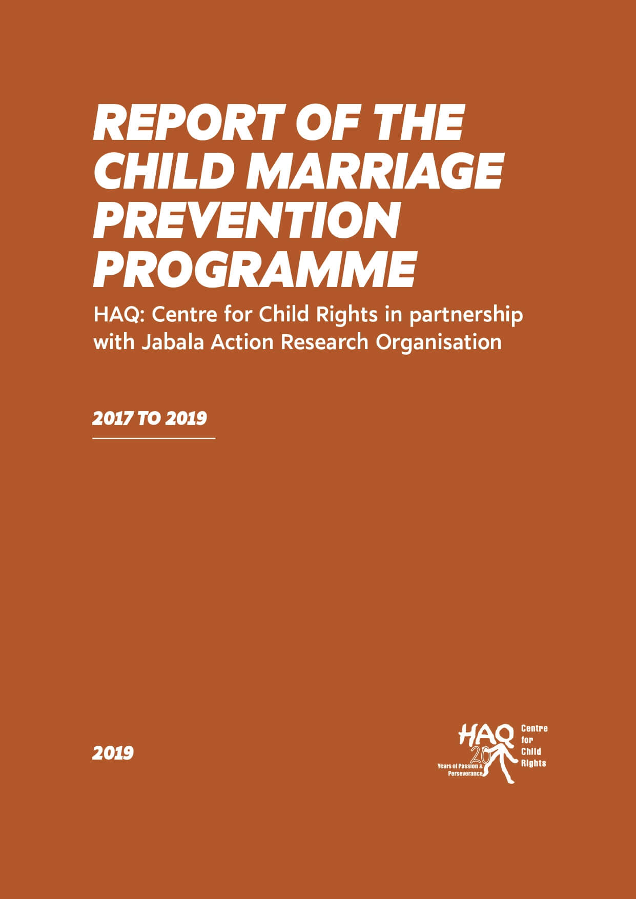 Report of the Child Marriage Prevention Programme 2017 to 2019