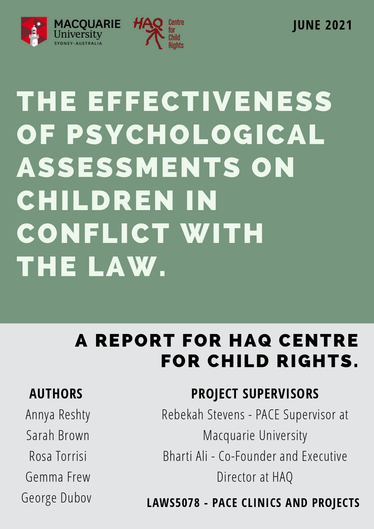 The Effectiveness of Psychological Assessments on Children in Conflict with the Law